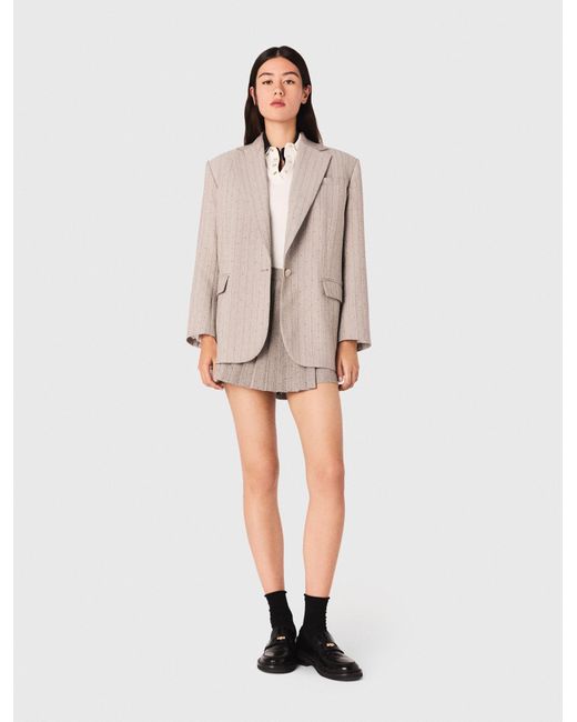 Maje White Rhinestone Suit Jacket