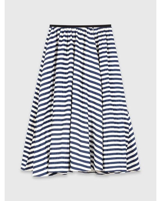 Maje White Linen-Blend Midi Skirt