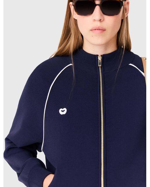 Maje Red Zipped Cardigan