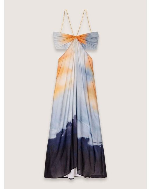 Maje Blue Tie-Dye Maxi Dress