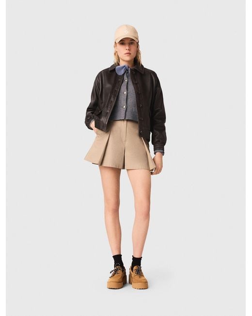 Maje Black Cropped Leather Jacket