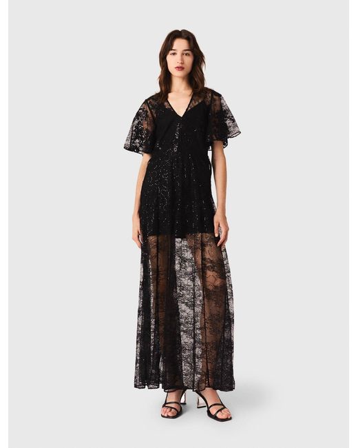 Maje Black Lace Maxi Dress