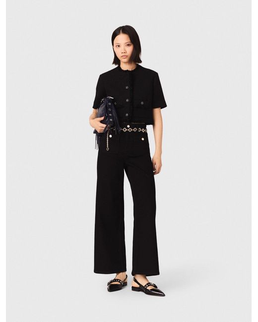 Maje Black Short Shiny Tweed Jacket