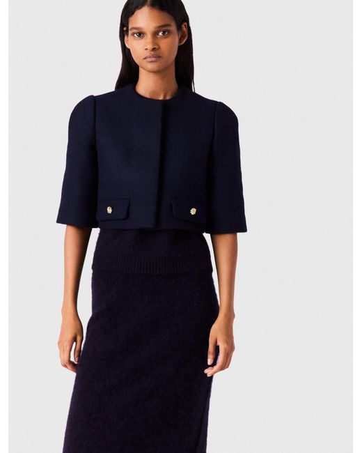 Maje Blue Short Wool Jacket