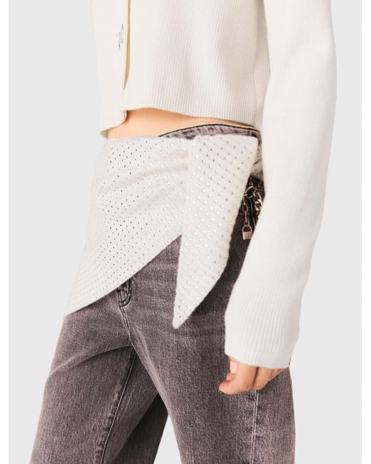 Maje Natural Rhinestone Wool Triangle Scarf