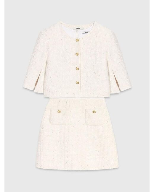 Maje White 2-In-1 Tweed Dress
