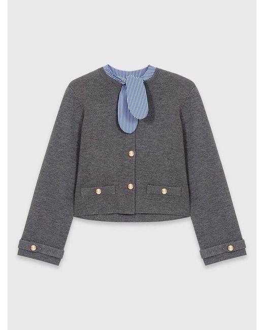 Maje Multicolor Removable Striped Collar Cardigan