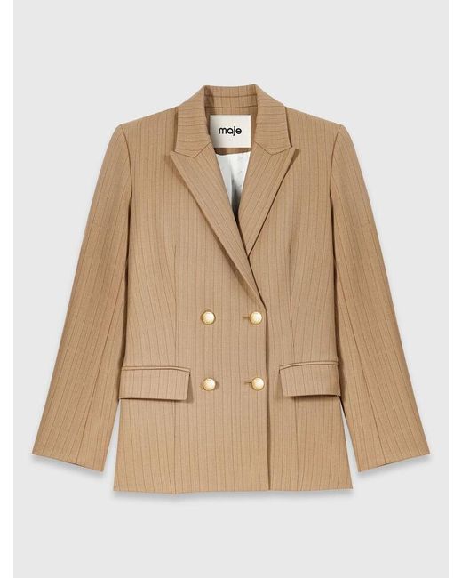 Maje Natural Double-Breasted Suit Jacket