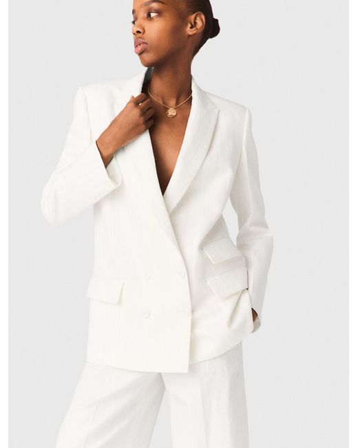 Maje White Double-Breasted Suit Jacket