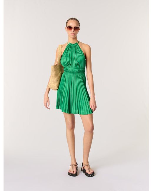 Maje Green Short Pleated Backless Dress
