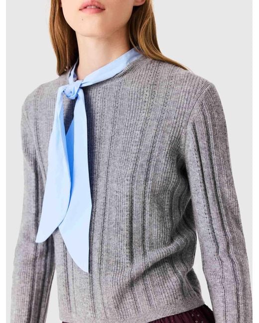 Maje Red Removable Poplin Collar Jumper