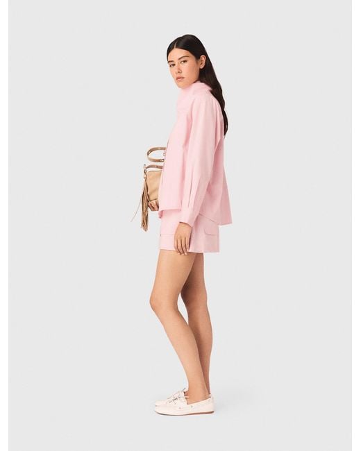 Maje Pink Shirt With Removable Scarf