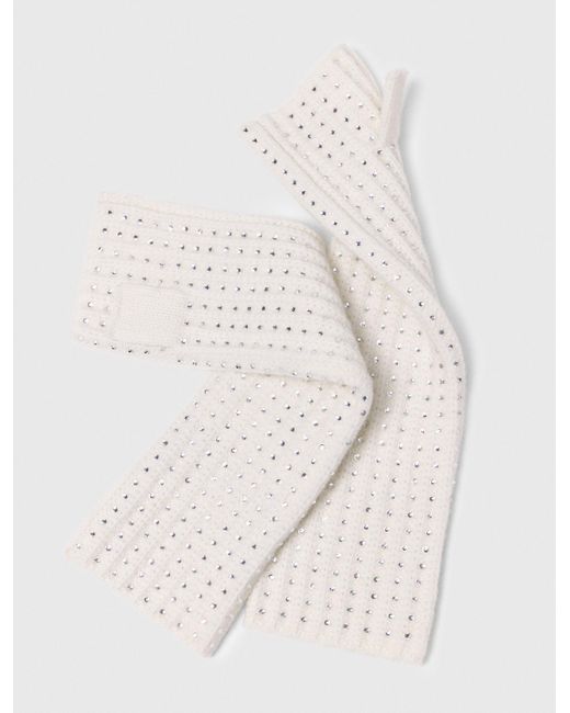 Maje White Wool And Rhinestone Mittens