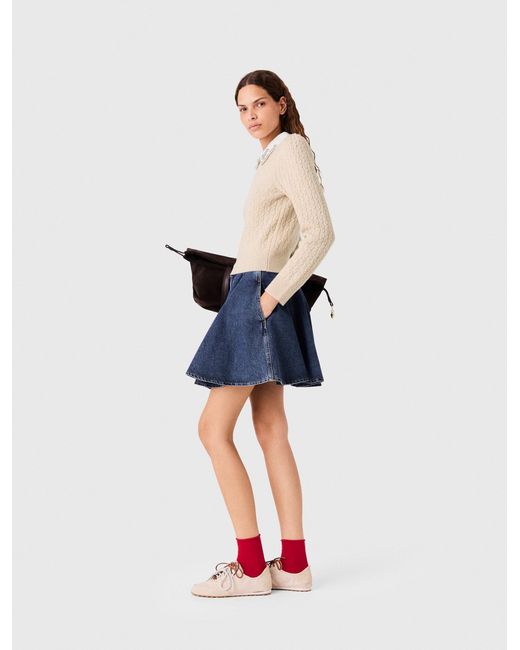 Maje Blue Removable Poplin Collar Jumper