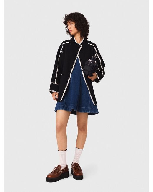 Maje Blue Double-Faced Coat