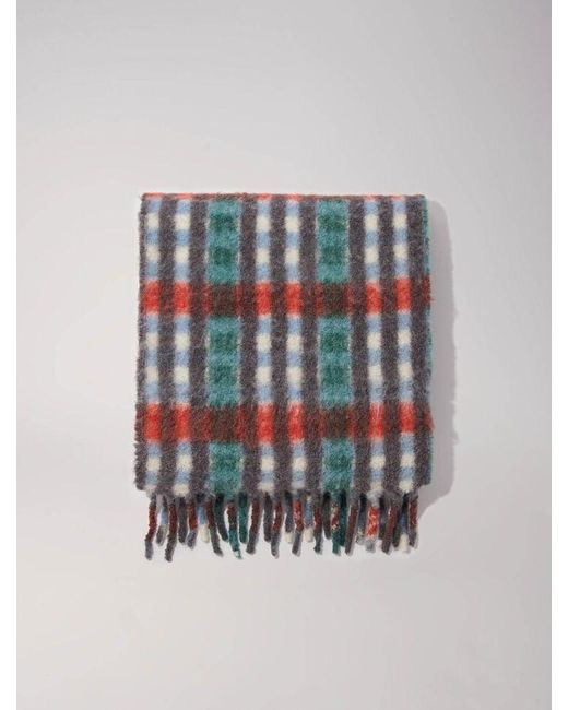 Maje White Alpaca Blend Check Scarf