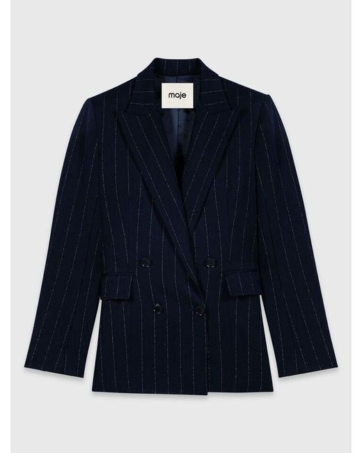 Maje Blue Double-Breasted Suit Jacket
