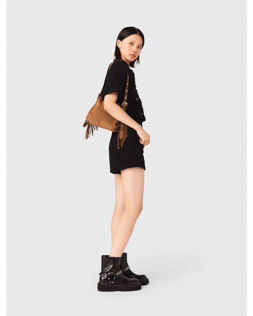 Maje Natural Miss M Mini Suede Bag