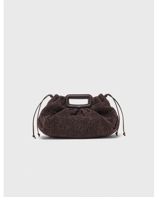Maje Brown Mipli Bouclé Effect Clutch Bag