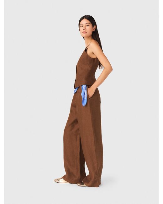 Maje Brown Linen Blend Top