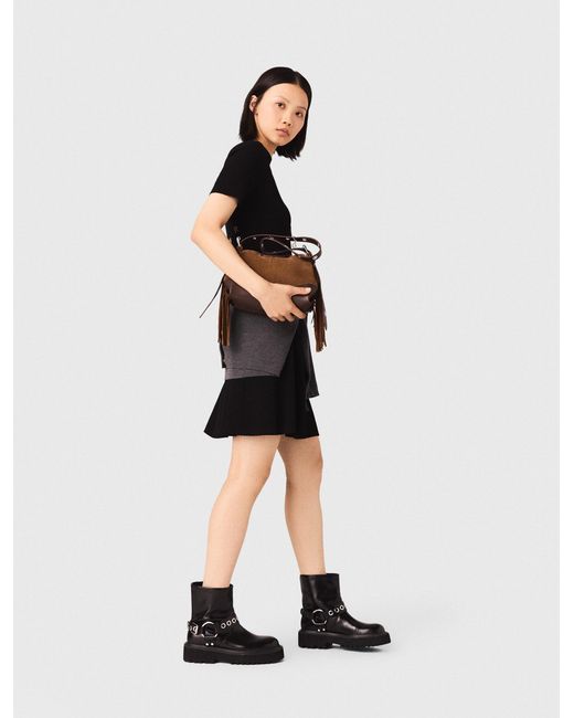 Maje Black Short Knit Button Dress