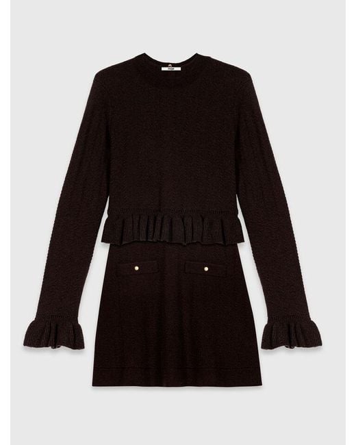 Maje Black Knit Dress With Removable Jumper