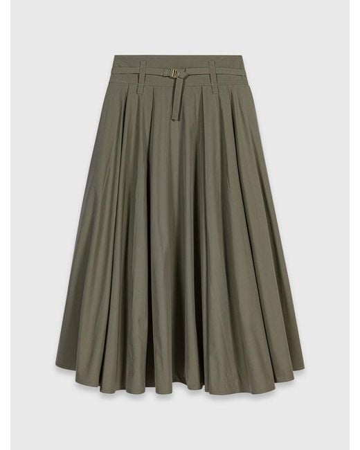 Maje White Cotton Pleated Maxi Skirt