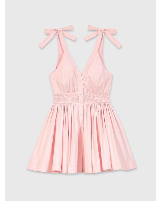 Maje Pink Short Flared Cotton Dress