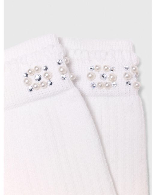 Maje White Pearl Pointelle Socks
