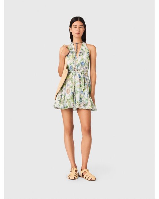 Maje White Short Patterned Backless Dress