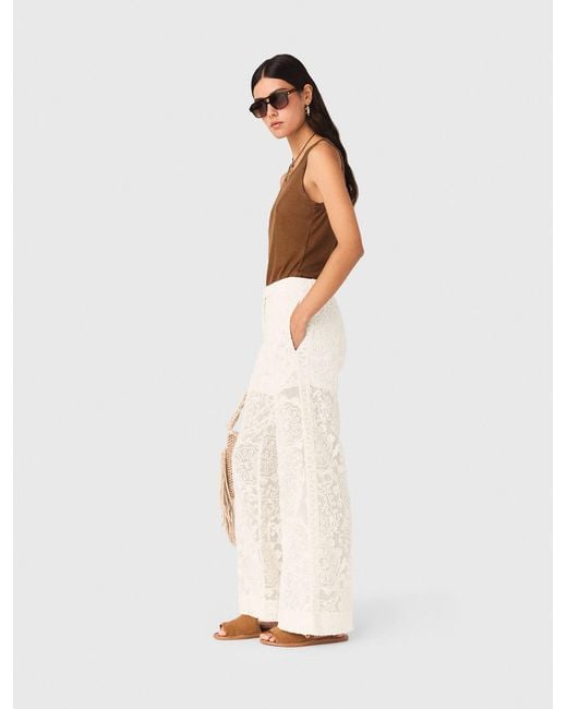 Maje White Guipure Lace Trousers