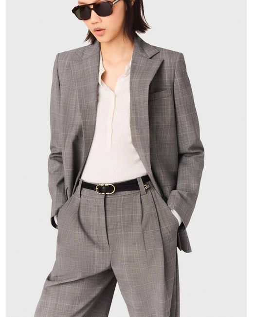 Maje White Checked Suit Jacket