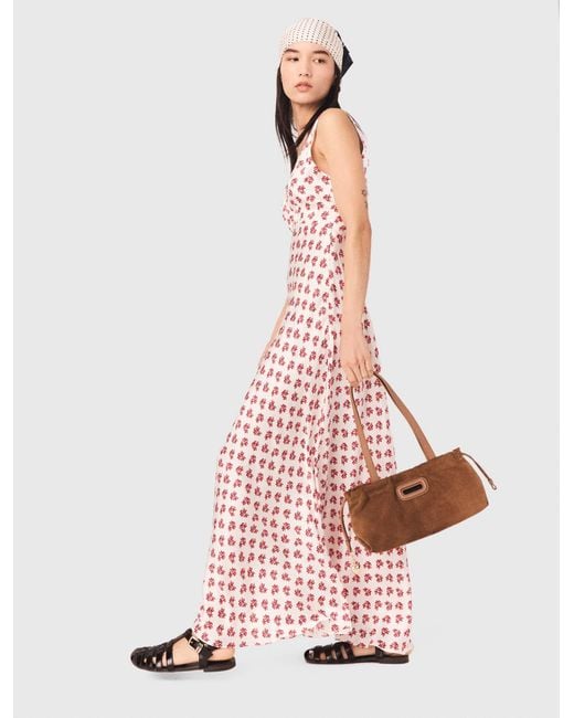 Maje Pink Patterned Silk Dress