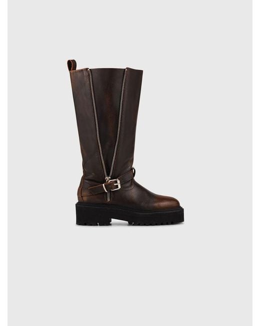 Maje Black Leather Biker Boots