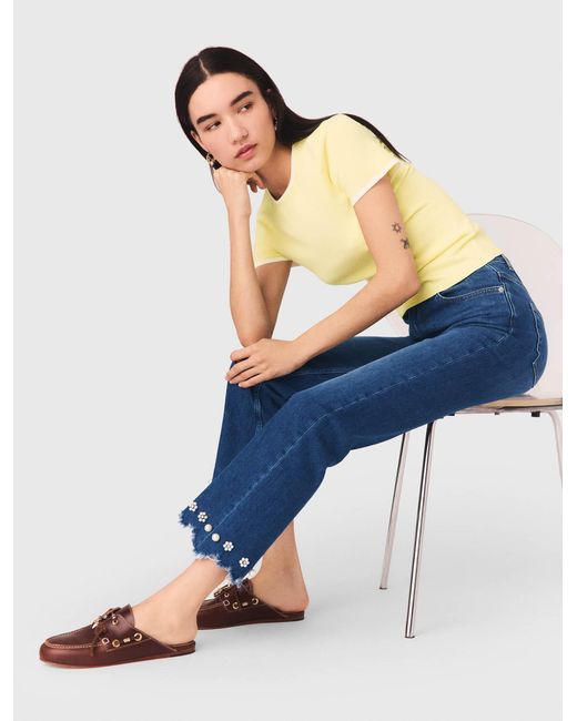 Maje Blue Beaded Bootcut Jeans