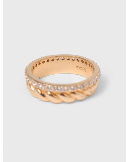 Maje White Twisted Rhinestone Ring