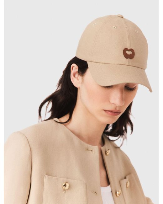 Maje White Linen Blend Cap With Logo