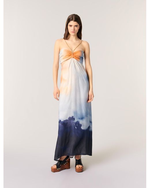 Maje Blue Tie-Dye Maxi Dress