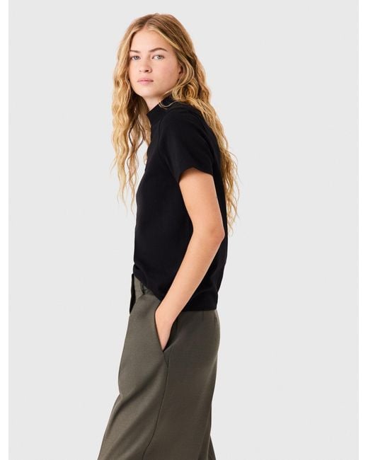 Maje Black T-Shirt With Back Zip