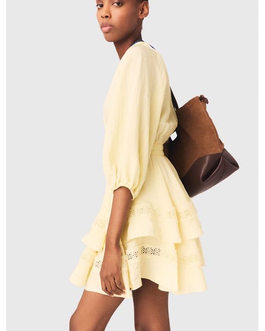 Maje Natural Short Ruffled Dress
