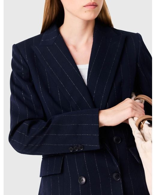 Maje Blue Double-Breasted Suit Jacket