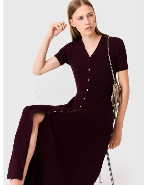 Maje Red Knit Maxi Dress