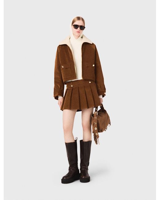Maje White Cropped Corduroy Jacket