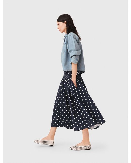 Maje Blue Long Cotton Skirt