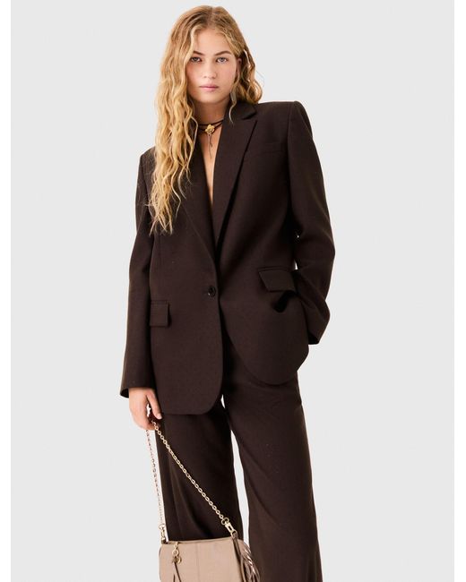 Maje Brown Rhinestone Suit Jacket