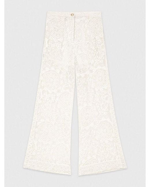 Maje White Guipure Lace Trousers