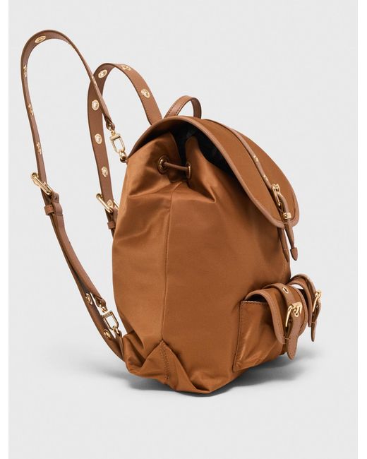 Maje Brown Leather And Nylon Backpack