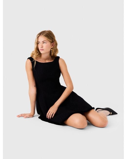 Maje Black Short Fringed Tweed Dress
