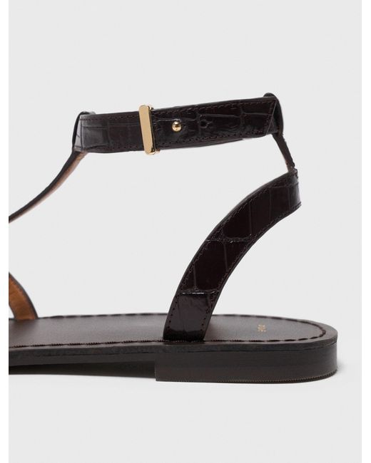 Maje White Flat Leather Strap Sandals