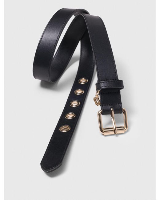 Maje Black Leather Belt With Miss M Buckle